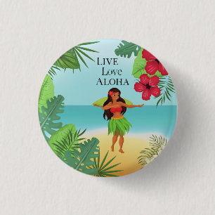 Hula Girl Live Liebe Aloha Button