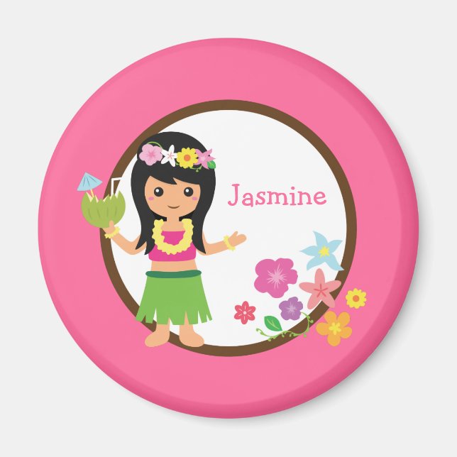 Hula Girl Luau Themed Gastgeschenks Magnet (Vorne)