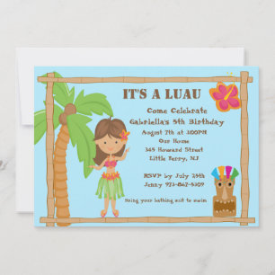 Hula Girl Luau zum Geburtstag Einladung