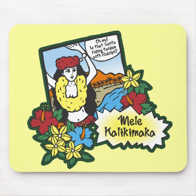 Hula Girl Mele Kalikimaka Hawaiian Xmas Cartoon Mousepad (Vorne)