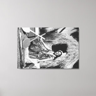 Hula Girl mit Outrigger Canoe Hawaii Fotografie Leinwanddruck