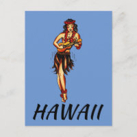 Hula Girl - Vintage Hawaii Postkarte
