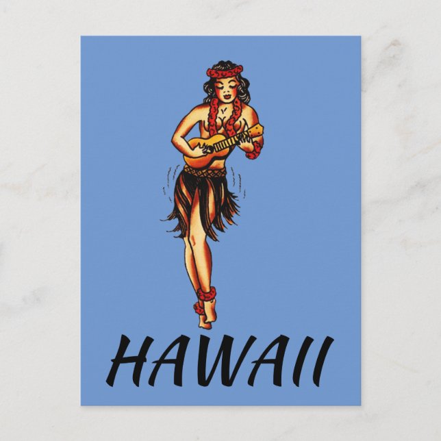 Hula Girl - Vintage Hawaii Postkarte (Vorderseite)