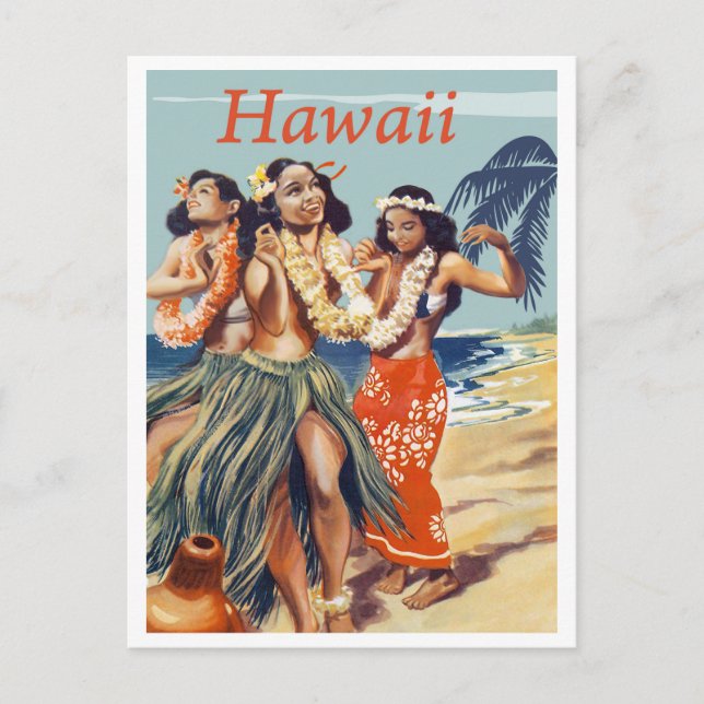 Hula Girls am Hawaii Beach Postkarte (Vorderseite)