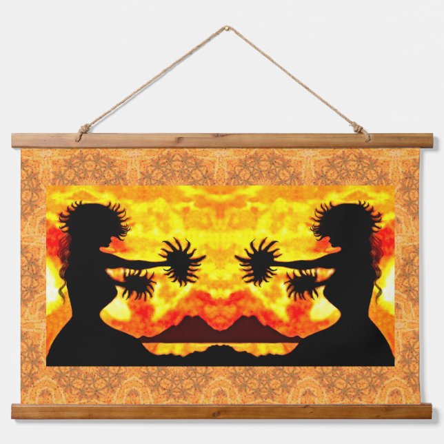 Hula Girls Wandteppich Mit Holzrahmen (Vorne)