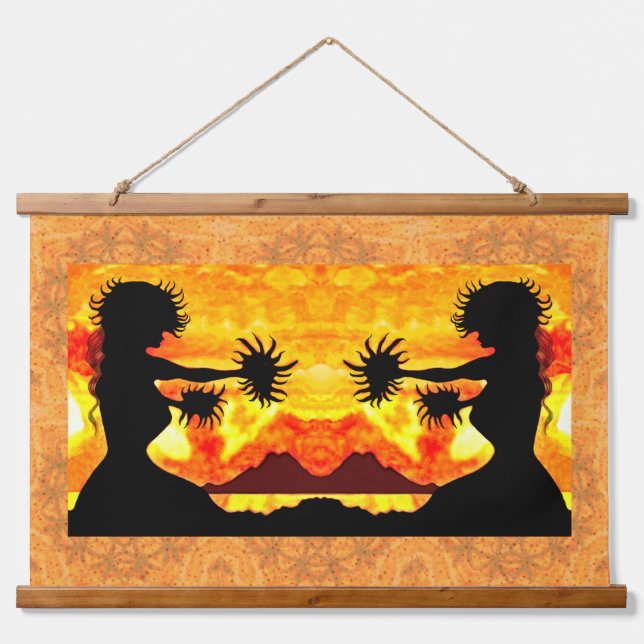 Hula Girls Wandteppich Mit Holzrahmen (Vorne)