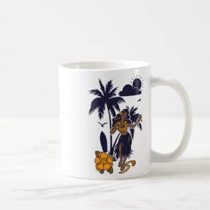 Hula Hawaiian Mädchen Vintage Grafik Kaffeetasse