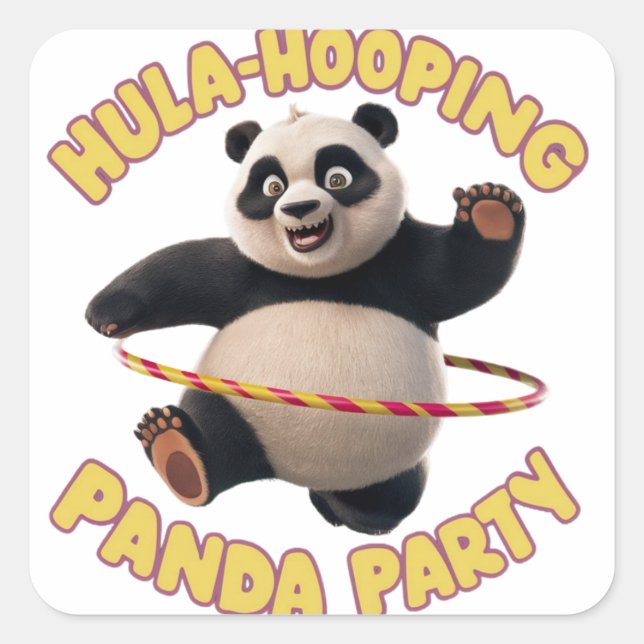 Hula hooling Panda Party Aufkleber (Vorderseite)