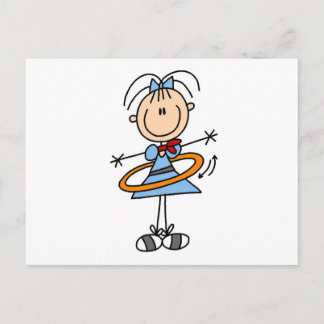 Hula Hoop Strichmännchen T - Shirt und Geschenke Postkarte