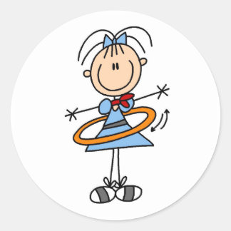 Hula Hoop Strichmännchen T - Shirt und Geschenke Runder Aufkleber