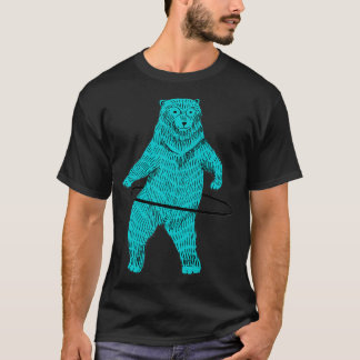 Hula Hooping Hoop Dancing Blue Hipster Bear Art T-Shirt