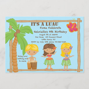 Hula Kids Luau zum Geburtstag Einladung