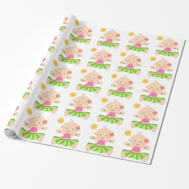 Hula Luau Babyparty-Packpapier Geschenkpapier (Ungerollt)