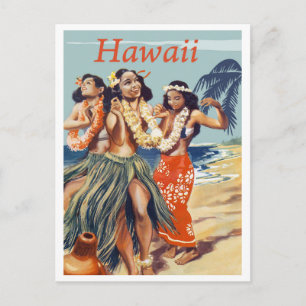 Hula-Mädchen am Hawaii-Strand Postkarte