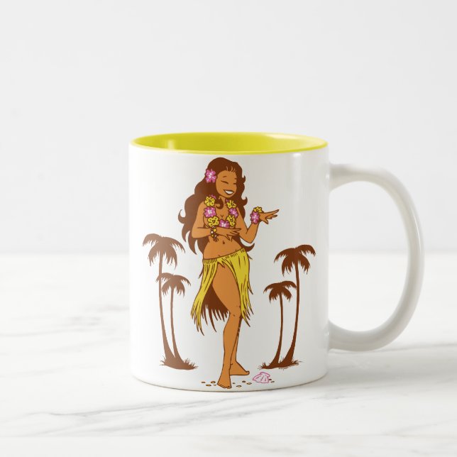 Hula Mädchen-Kaffee-Tasse Zweifarbige Tasse (Rechts)