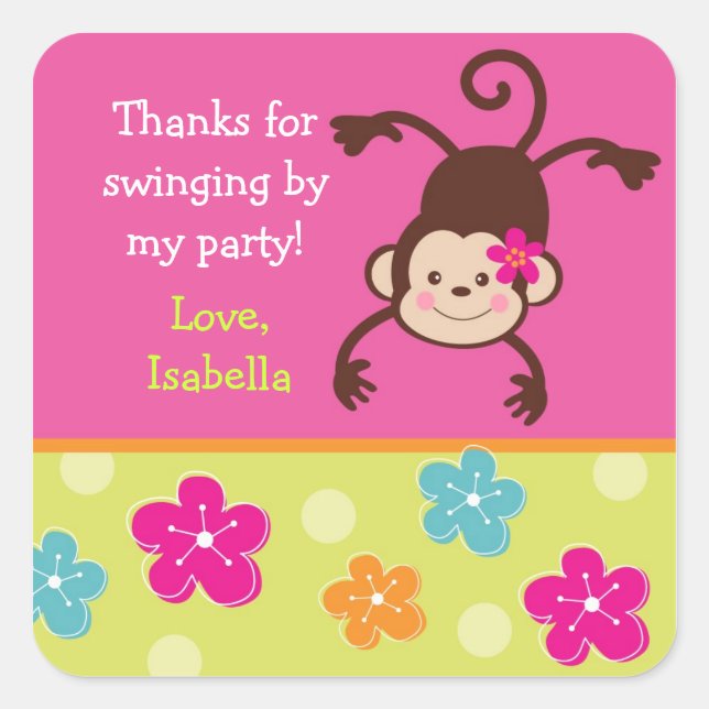 Hula Monkey Luau Bithday Gastgeschenk Stickers (Vorderseite)