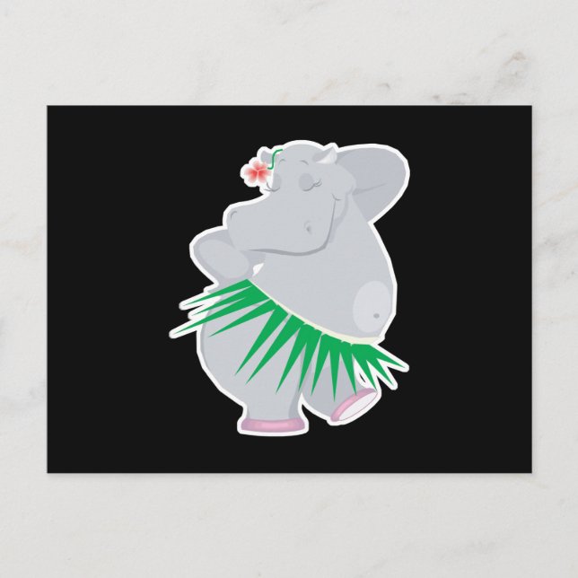 Hula Nilpferd Postkarte (Vorderseite)