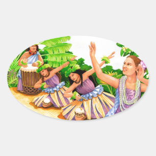 Hula Ovaler Aufkleber