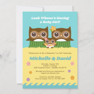 Hula Owl Hawaiian Baby Shower Einladung