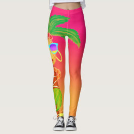 Hula Palm (Sonnenuntergang orange) Leggings