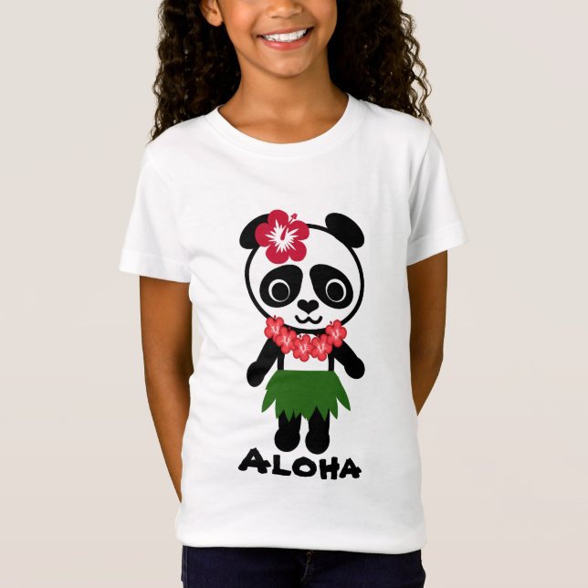 Hula Panda - Mädchen-Baby - Puppe (angepasst) T-Shirt (Vorderseite)