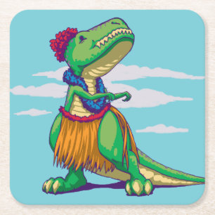 Hula Rex Rechteckiger Pappuntersetzer