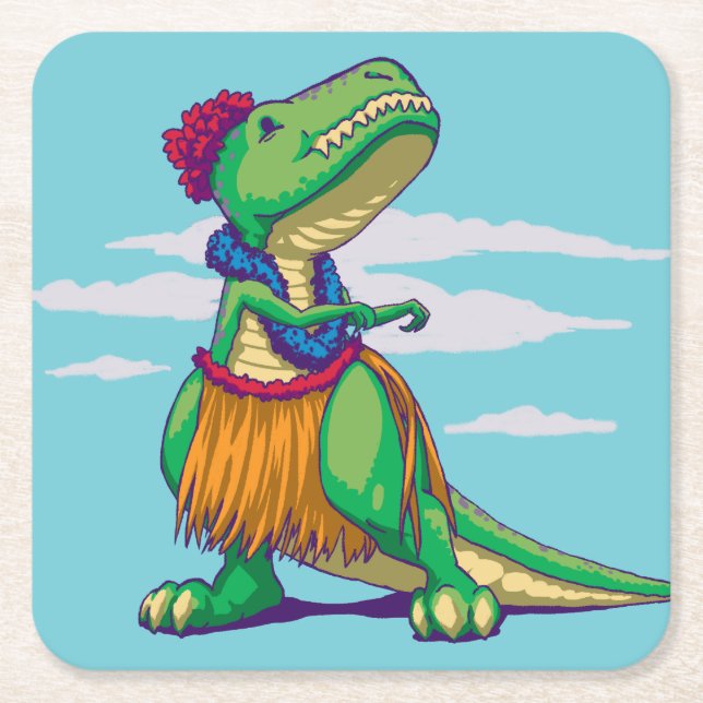 Hula Rex Rechteckiger Pappuntersetzer (Vorderseite)