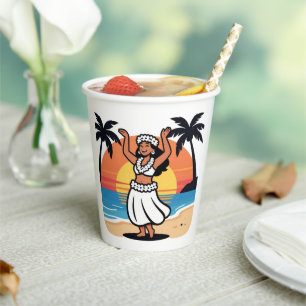 Hula-Tanz-Strandparty-Sonnenuntergang-tropische In Pappbecher