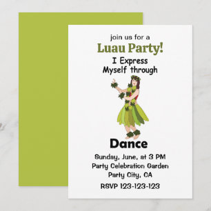 Hula-Tänzerin Mädchen Ausdruckstanz Luau-Party Einladung