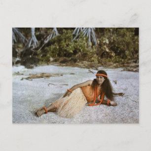 Hula Wahine / Hula Girl c.1909 Autochrome Postkarte