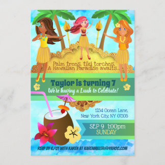 Hula zu über Luah Geburtstag Einladungen