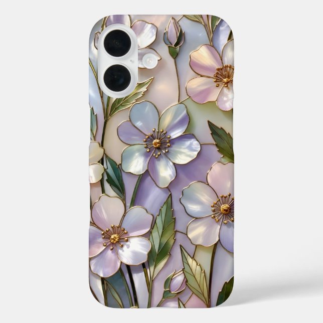 Hülle für iPhone mit Blumenmotiv aus Buntglas Past (Rückseite)