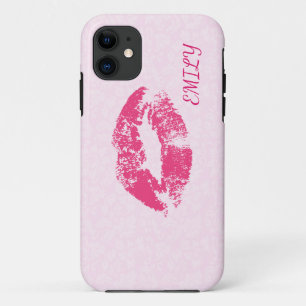 Hülle für iPhone mit einem Bild von rosa Lippen