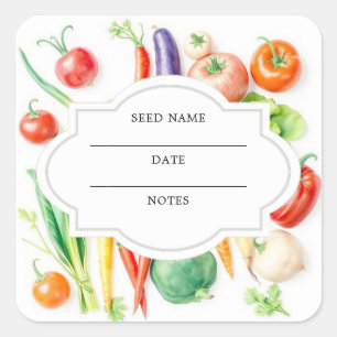 Hülle für Samenspülung von Aquarellgemüse Quadratischer Aufkleber