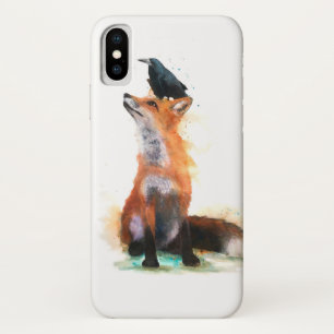 Hülle für Smartphone, Fuchs und Raben.