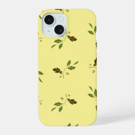 Hülle mit Eichenblatt- und Eichelmuster iPhone 15 Hülle