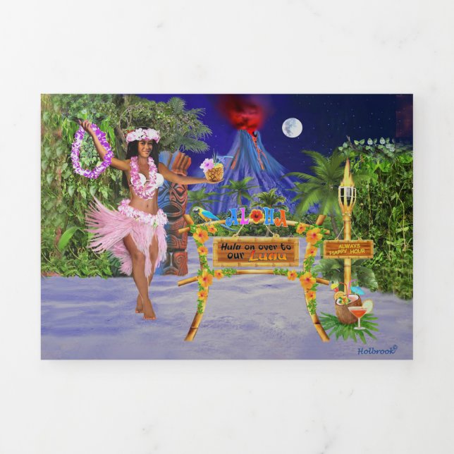 HULON AUF DEM WEG ZU UNSEREM LUAU DREIFACH GEFALTETE EINLADUNG (Cover)