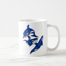 Hülse von 3 Stammes- Schwertwalen Kaffeetasse
