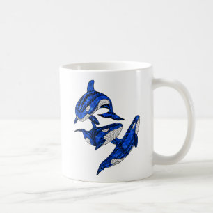 Hülse von 3 Stammes- Schwertwalen Kaffeetasse