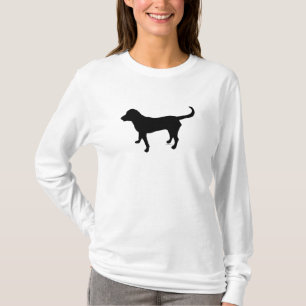 Hülsen-Shirtschwarz-Labrador-Silhouette der Frauen T-Shirt
