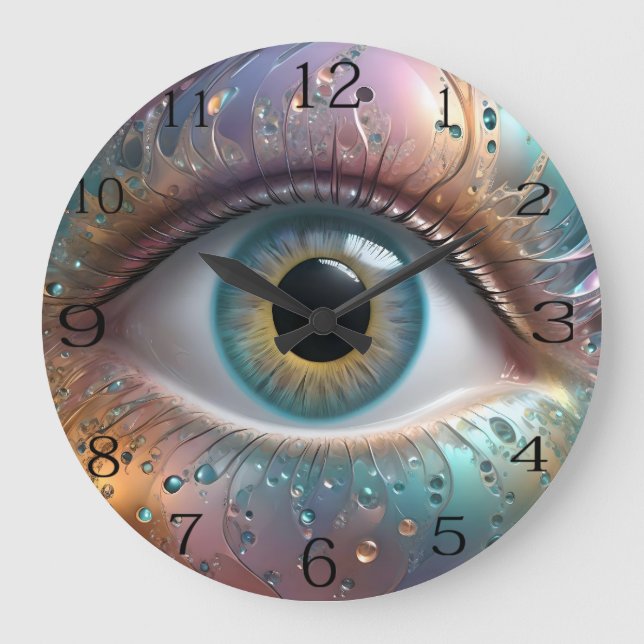 Human Blue Eye Ball Fraktal Art Große Wanduhr (Vorderseite)
