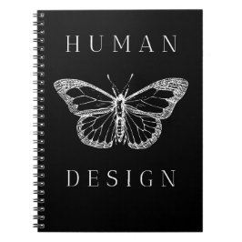 human design black with butterfly notizblock