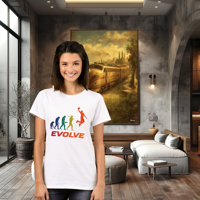 Human Evolution Into Modern Basket Silhouette T-Shirt (Von Creator hochgeladen)