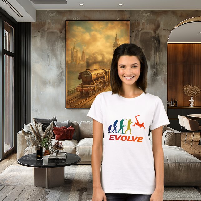 Human Evolution Into Modern Soccer Silhouette T-Shirt (Von Creator hochgeladen)
