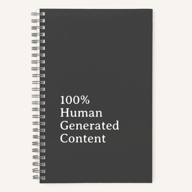 Human Generated Content Anti AI Notebook Notizbuch (Vorderseite)