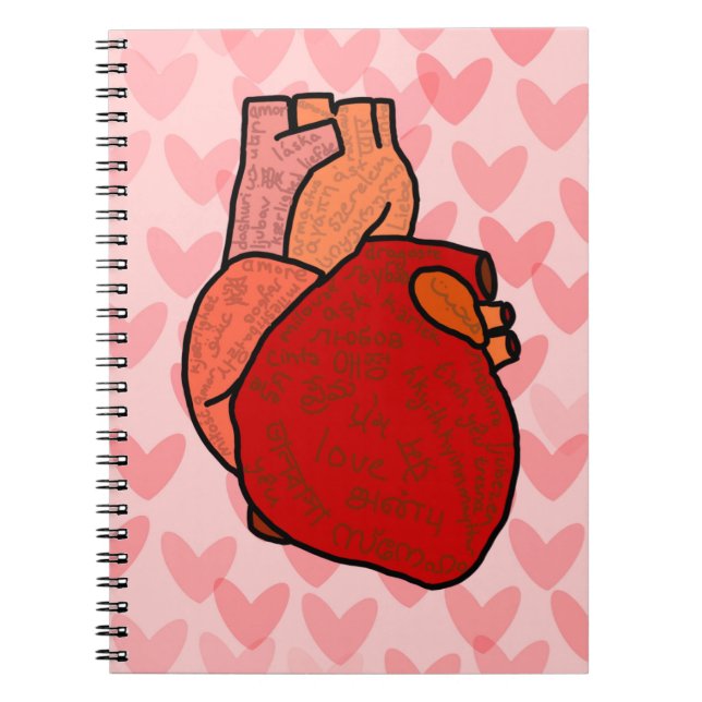 Human Heart with Love in Different Languages  Notizblock (Vorderseite)