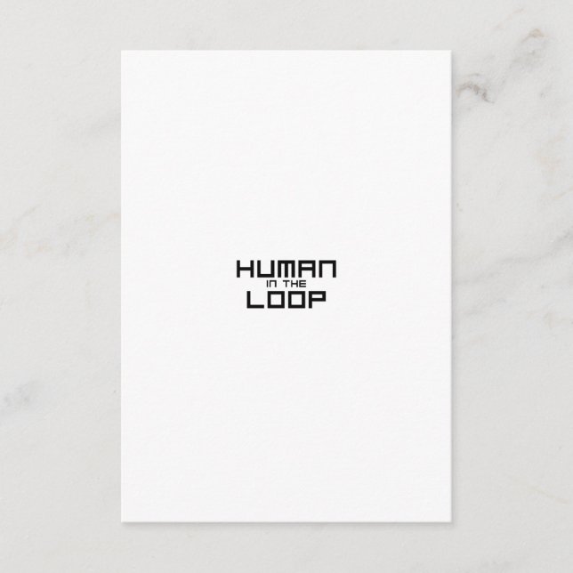 Human in the Loop Minimalistische Industrieverpack Begleitkarte (Vorderseite)