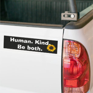 Human Kind Quote with Sunflower Autoaufkleber