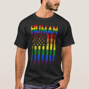 Human Lgbt American Flag Gay Pride Month Rainbow L T-Shirt