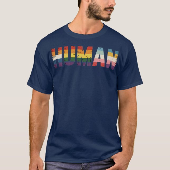 HUMAN LGBT Flag Gay Pride Monat Transgender Rainbo T-Shirt (Vorderseite)